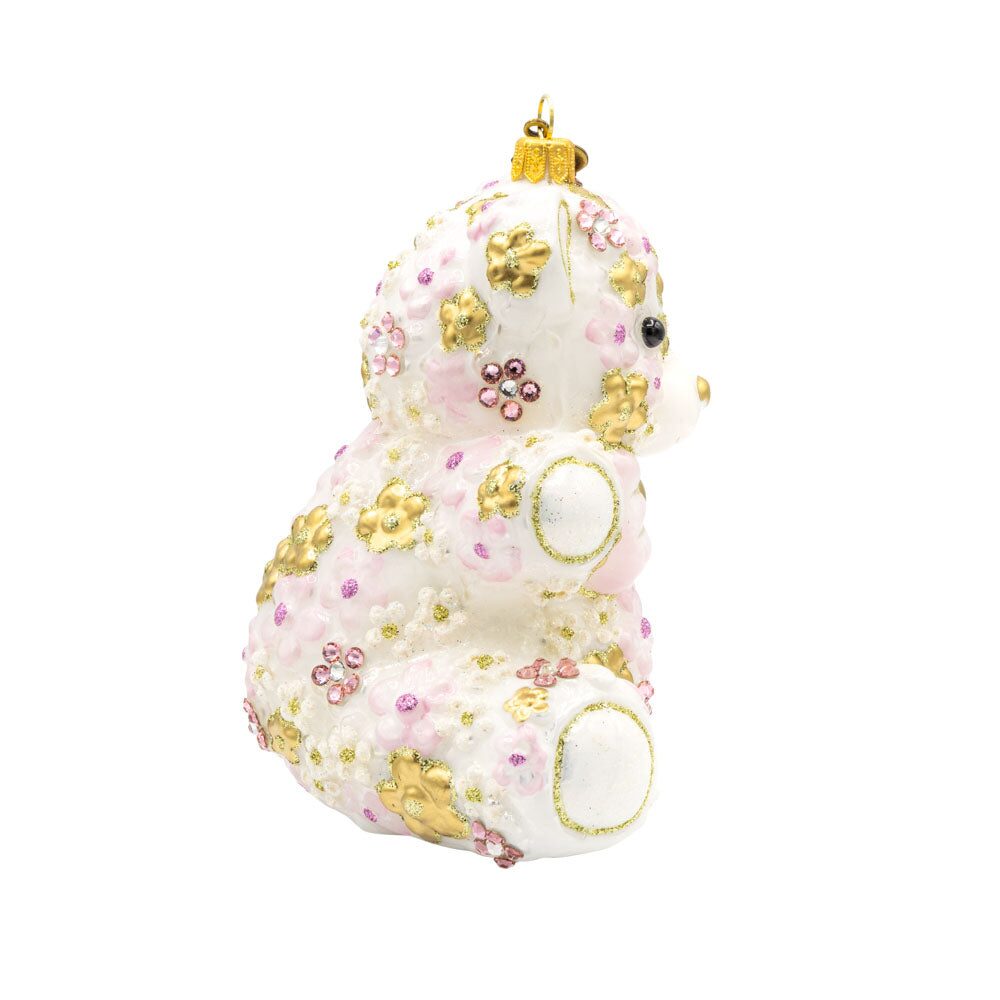 Jay Strongwater Pink Floral Teddy Ornament, alternate view