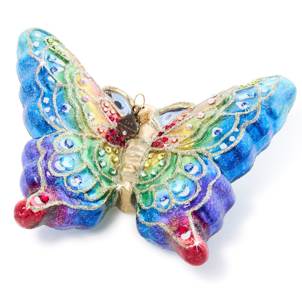 Jay Strongwater Rainbow Butterfly Glass Ornament, alternate view