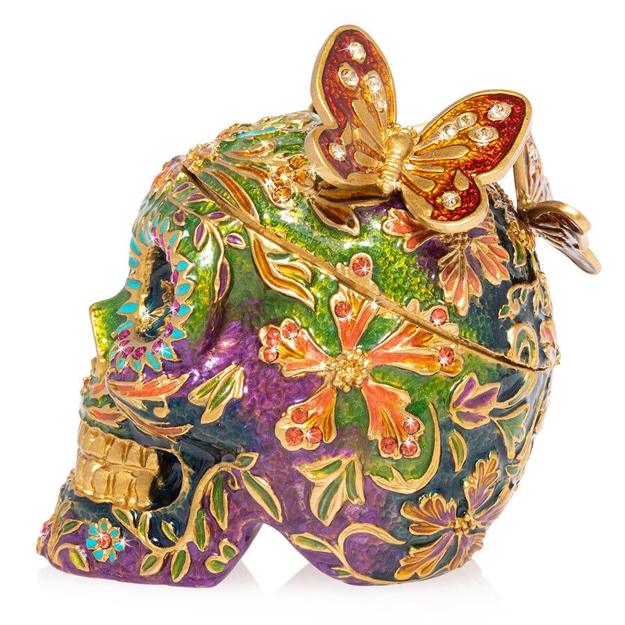 Jay Strongwater Rivera Skull with Butterflies Box, alternate view