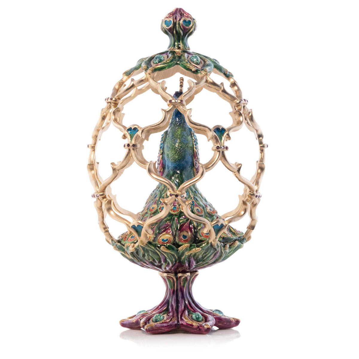 Jay Strongwater Roman Peacock Egg Objet Figurine, alternate view