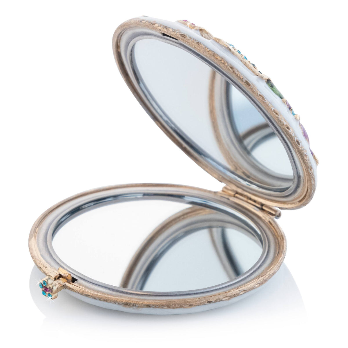 Jay Strongwater Rowan Classic Peacock Compact Handheld Mirror, alternate view