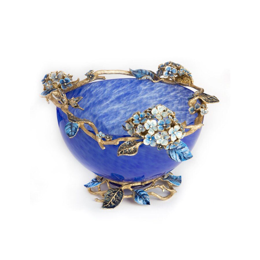Jay Strongwater Sophie Hydrangea Blue Glass Bowl, alternate view
