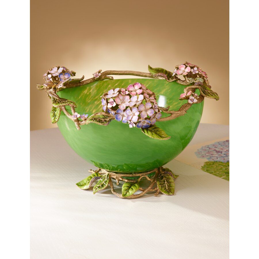 Jay Strongwater Sophie Hydrangea Green Glass Bowl, alternate view
