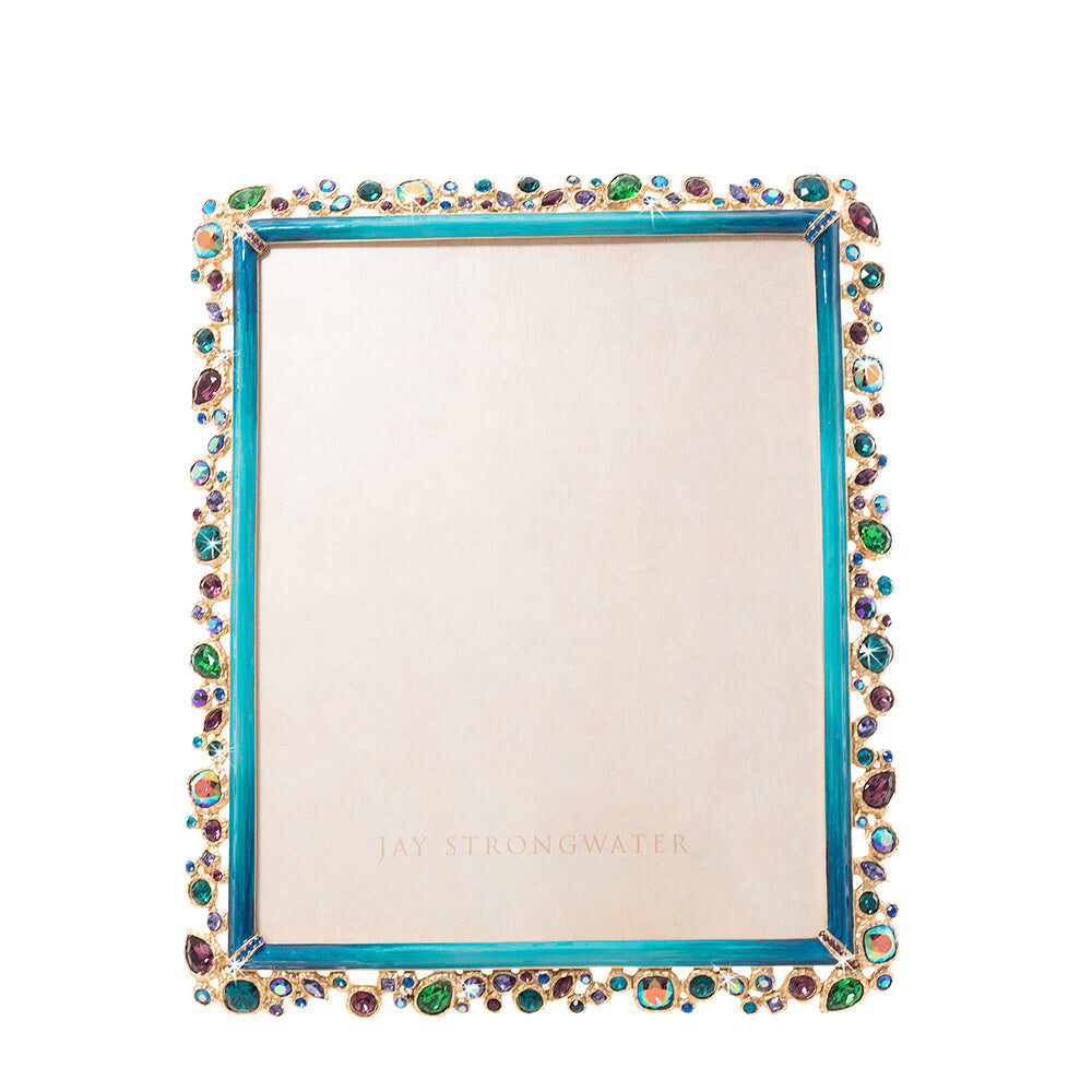 Jay Strongwater Theo Bejeweled 8" X 10" Frame - Peacock