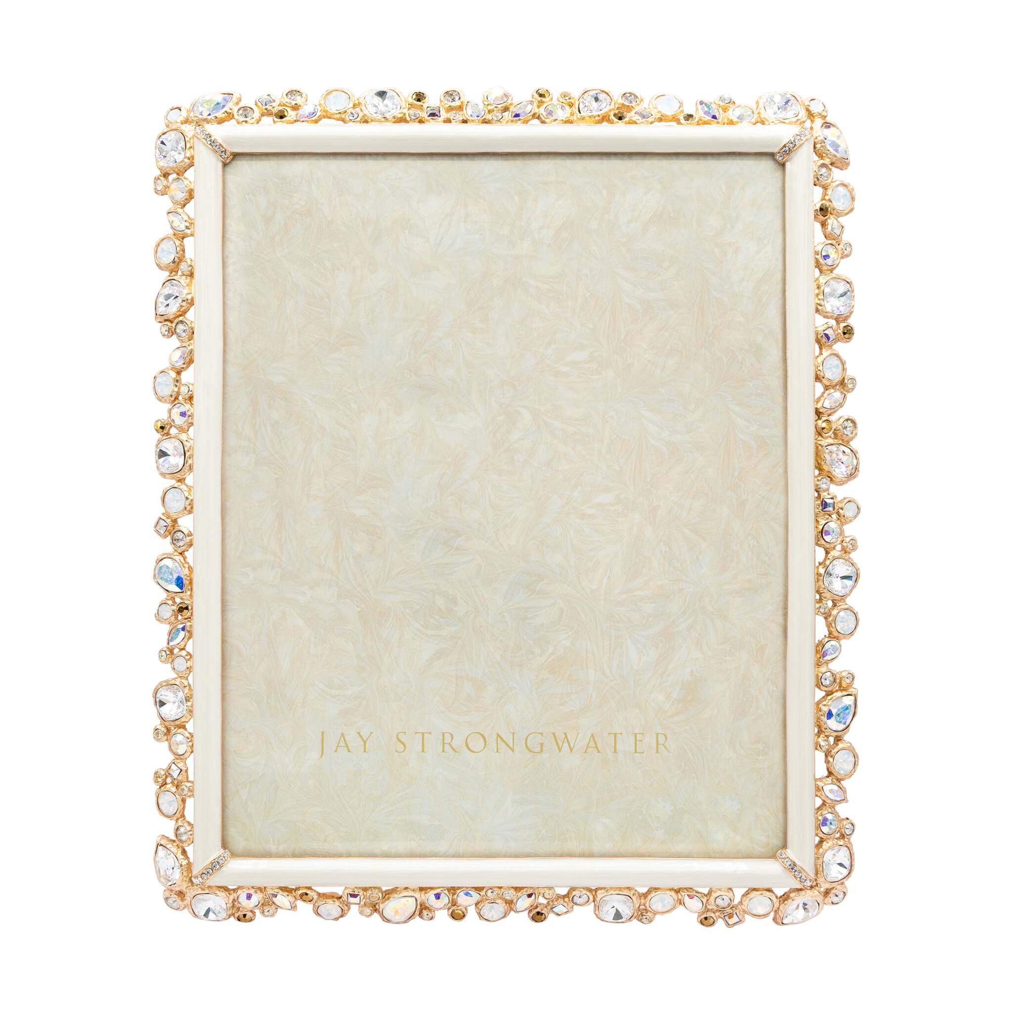 Jay Strongwater Theo Bejeweled 8" X 10" Frame - White Opal