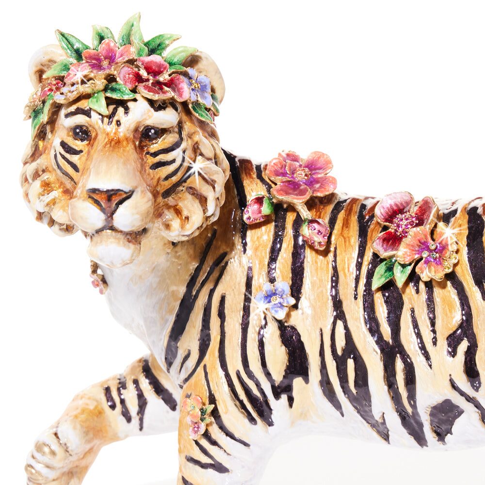 Jay Strongwater Tiger with Flower Crown Figurine, alternate view