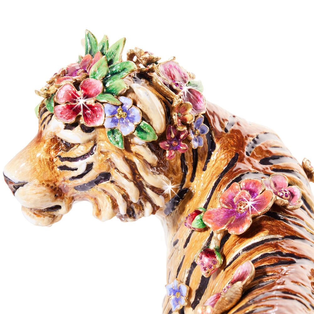 Jay Strongwater Tiger with Flower Crown Figurine, alternate view