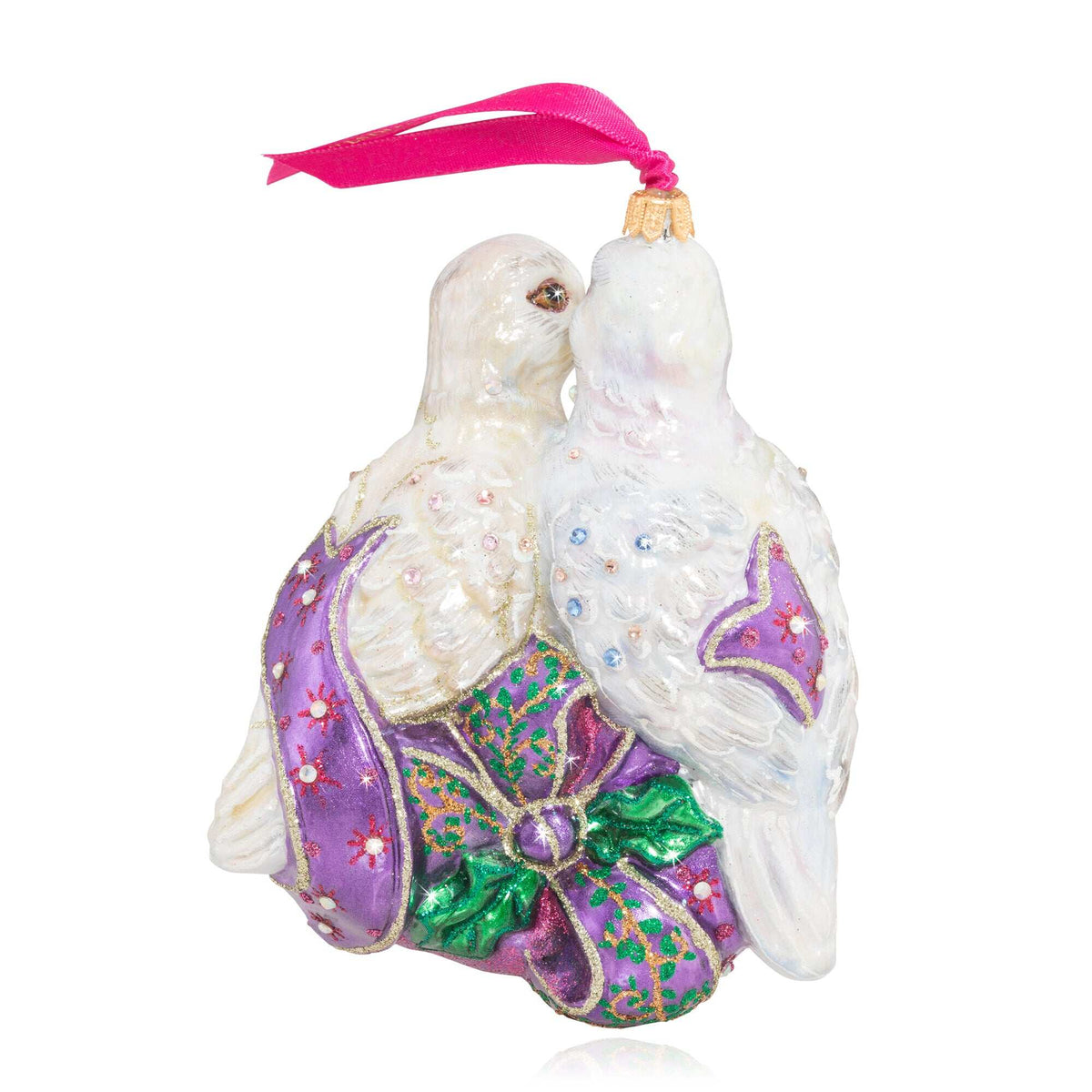 Jay Strongwater Two Turtle Doves Glass Ornament, alternate view