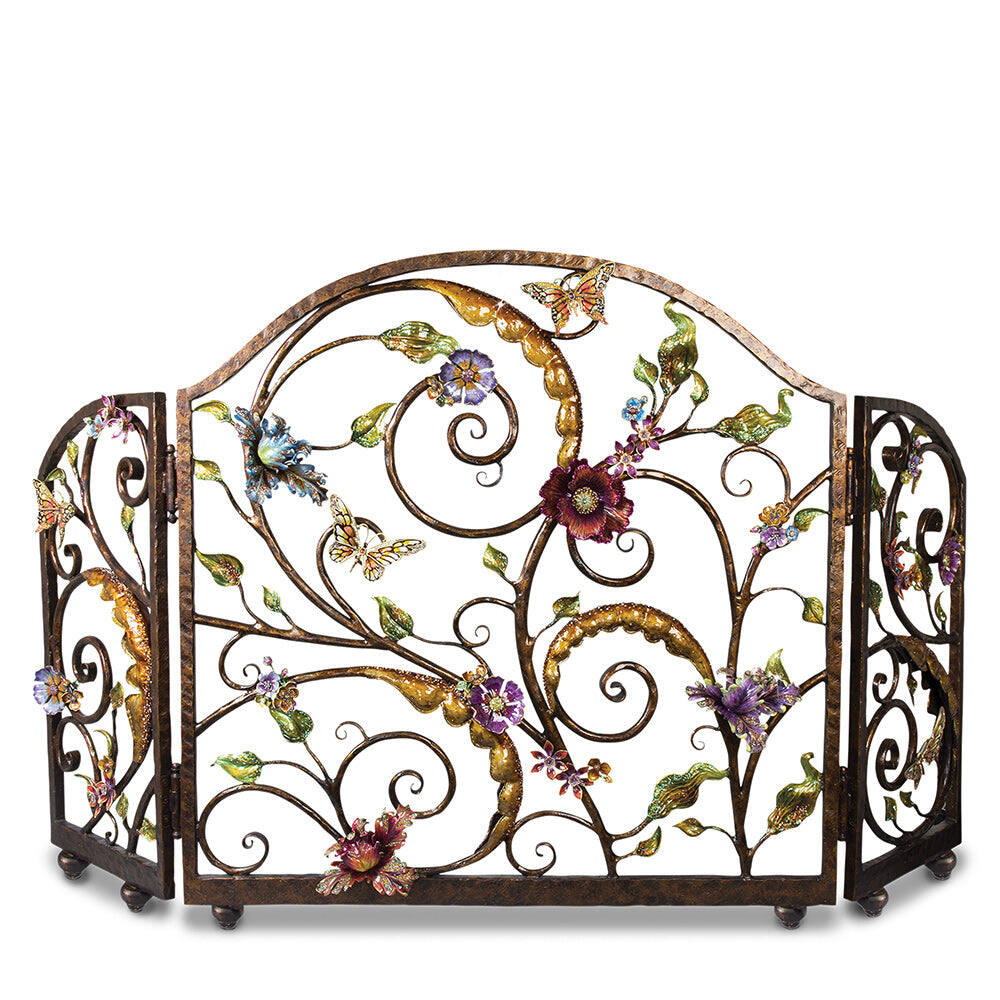 Jay Strongwater Vincente Fireplace Screen - Flora & Fauna