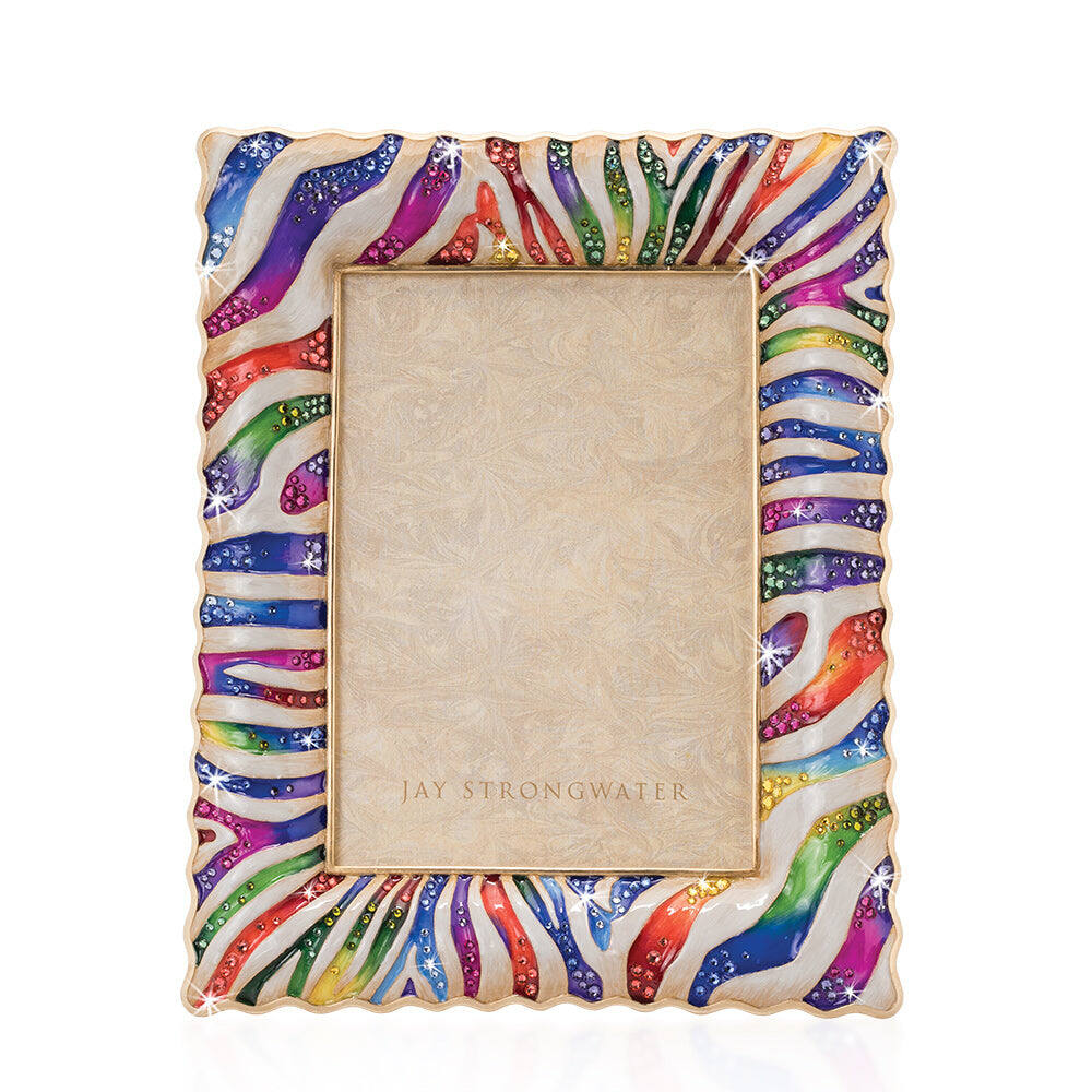 Jay Strongwater Wyatt Zebra 5" X 7" Frame - Rainbow