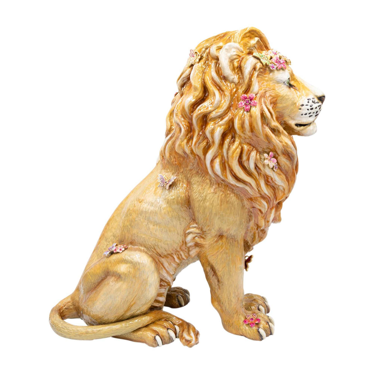 Jay Strongwater Zar Majestic Lion with Flowers Figurine, alternate view