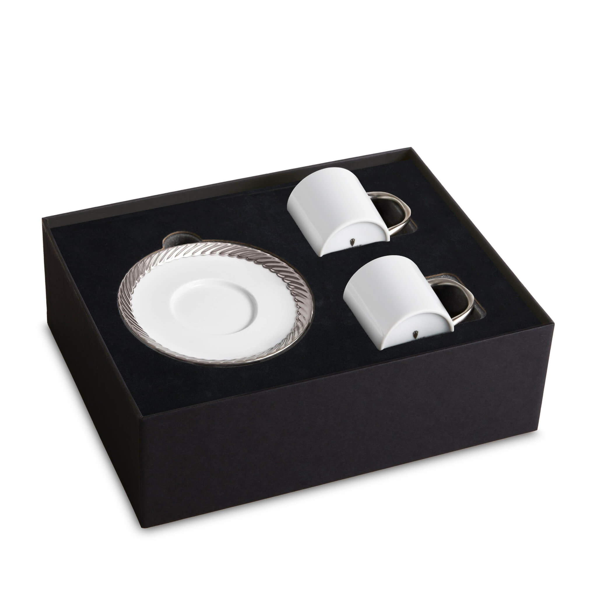 L'Objet Corde Platinum Espresso + Saucer (Set of 2) Demitasse Cup