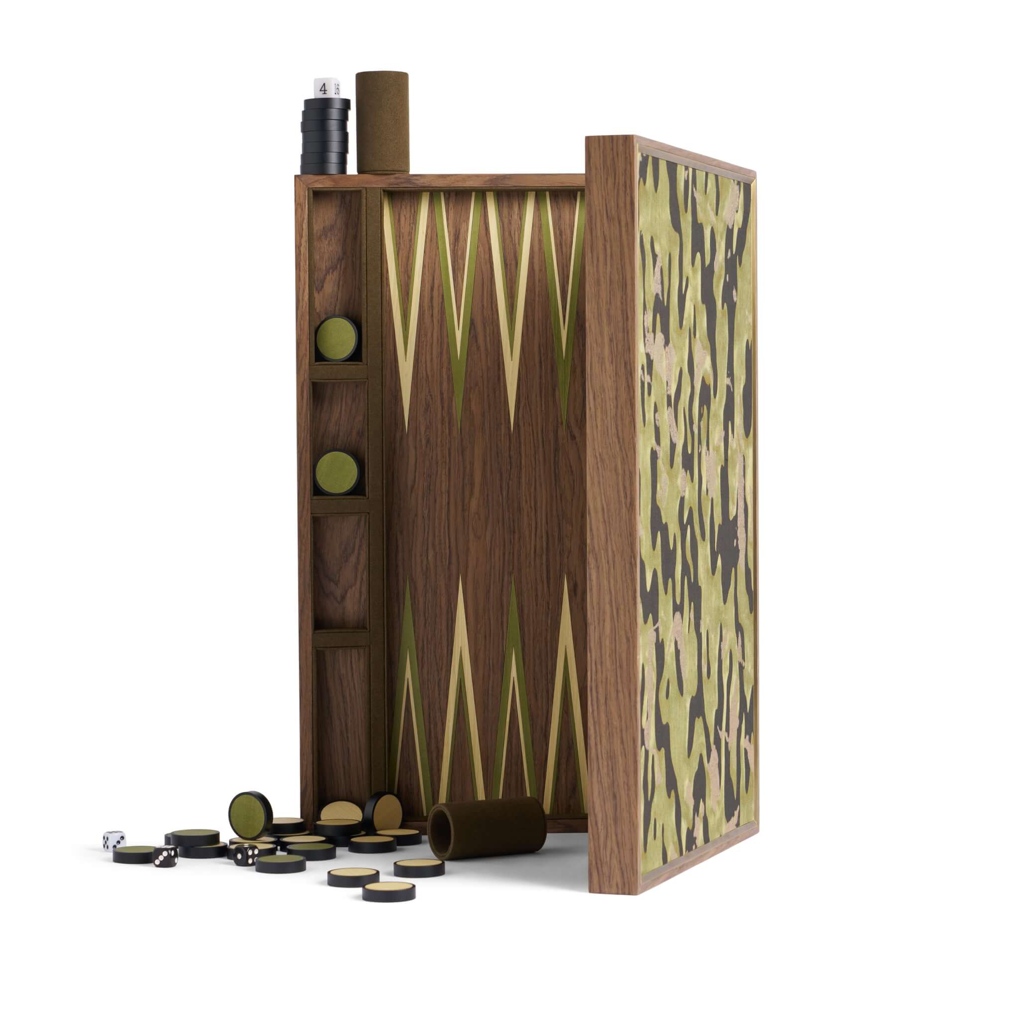 L'Objet Fortuny Backgammon - Camo Isole/Military Green Board & Table Game