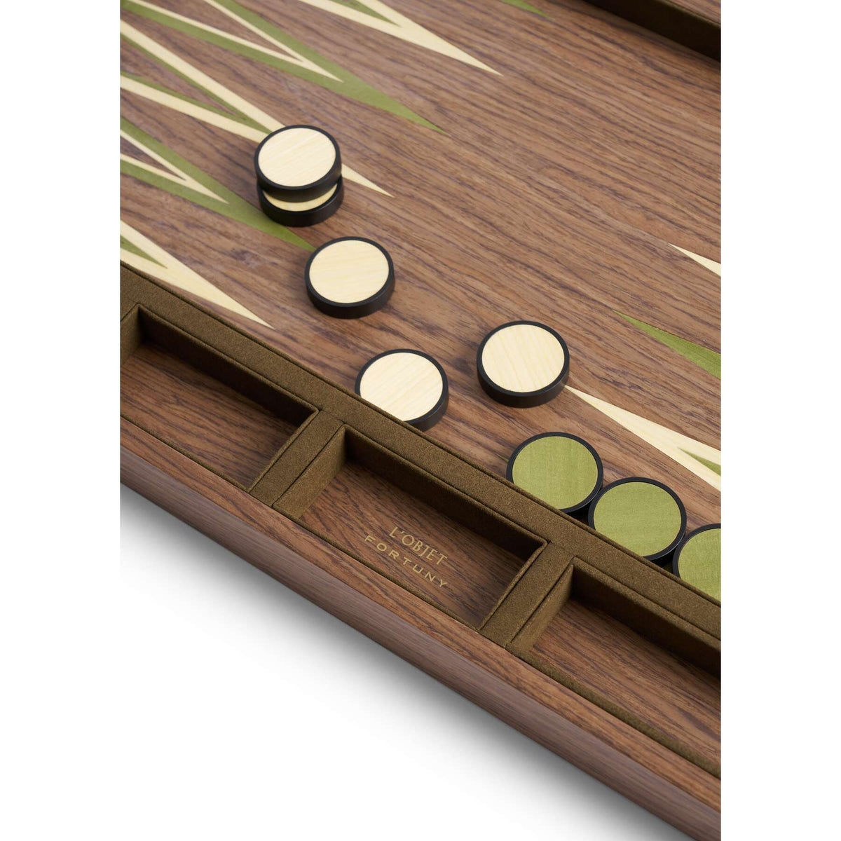 L'Objet Fortuny Backgammon - Camo Isole/Military Green Board & Table Game, alternate view