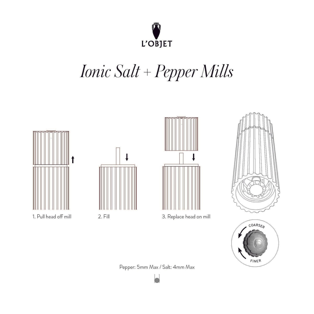 L'Objet Ionic Salt + Pepper Mills - Natural Oak (Set of 2), alternate view