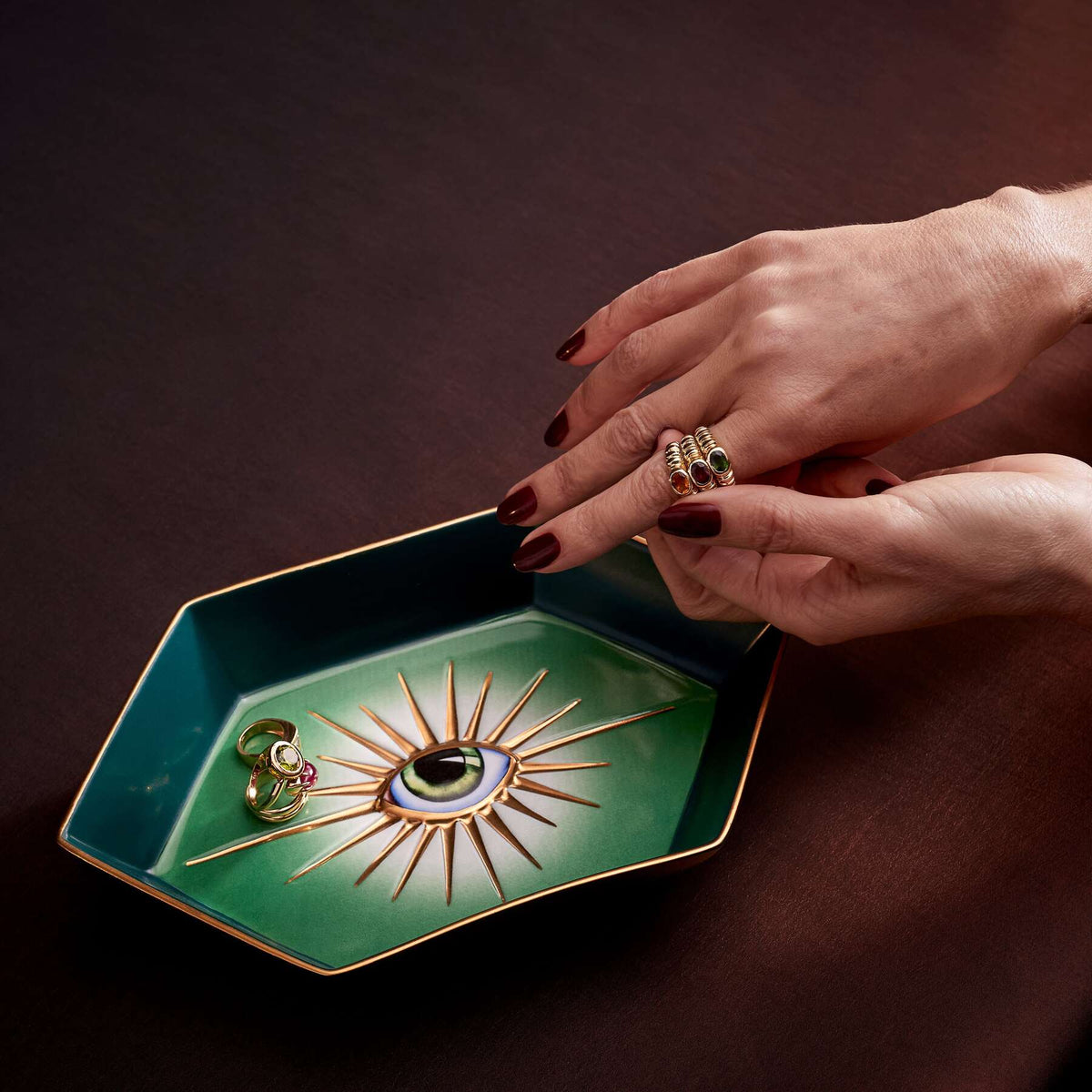 L'Objet Lito Hexagon Tray - Green, alternate view