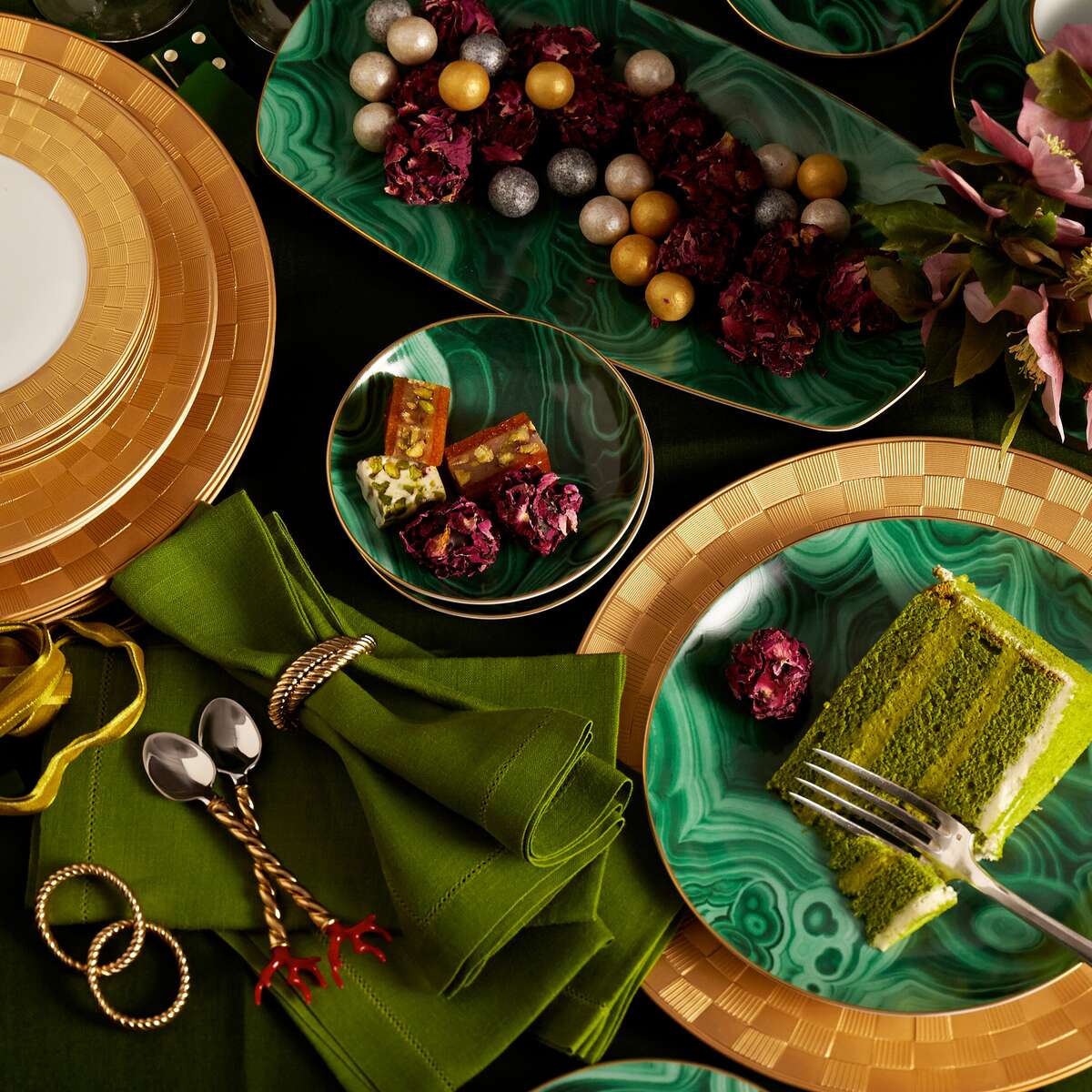 L'Objet Malachite Rectangular Tray - Medium, alternate view