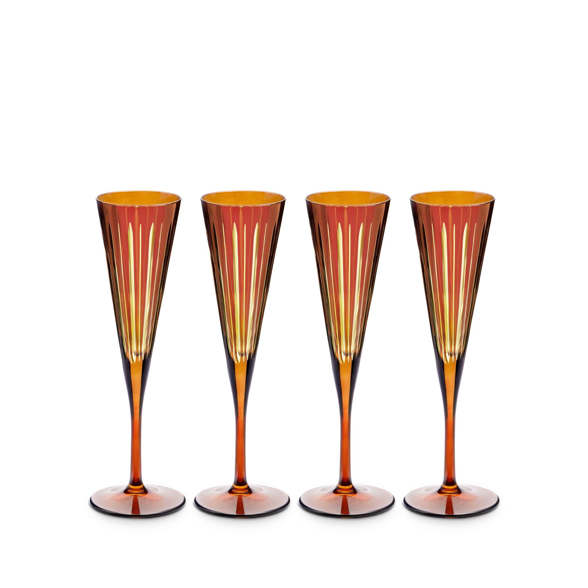 L'Objet Prism Champagne Flutes - Amber (Set of 4)