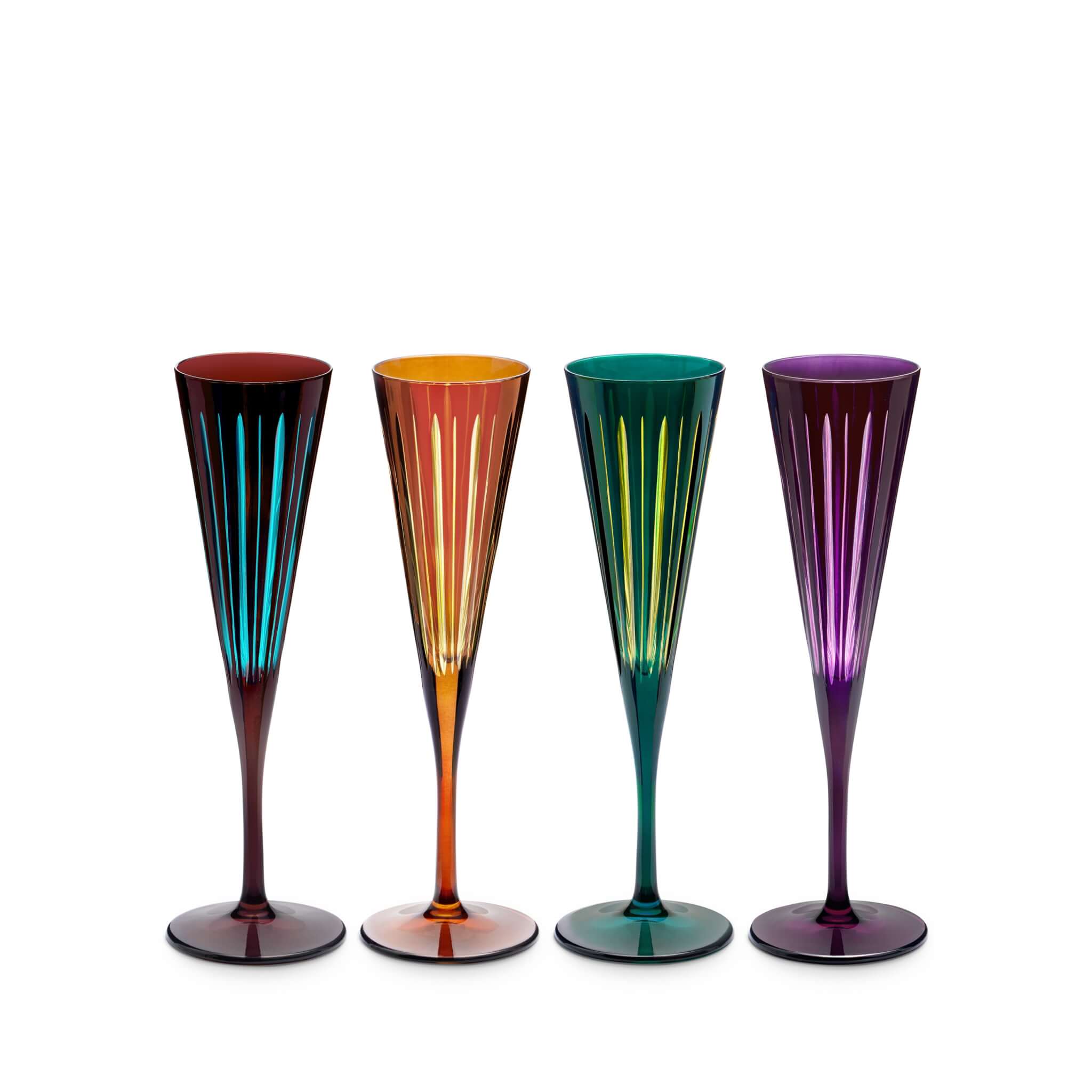 L'Objet Prism Champagne Flutes - Assorted (Set of 4)