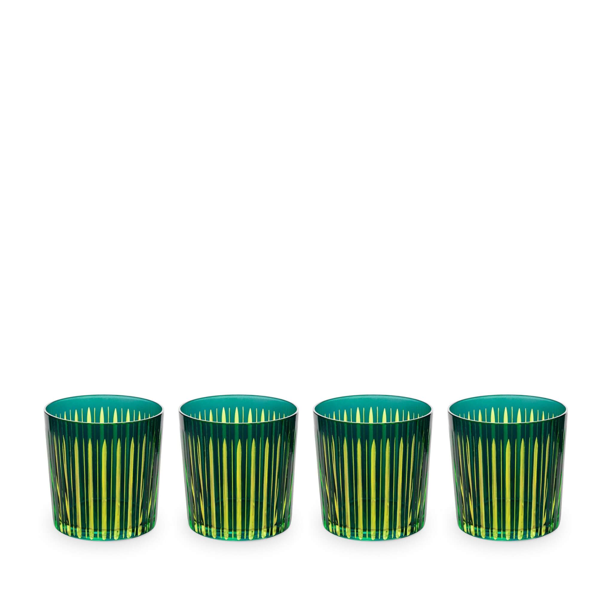 L'Objet Prism Double Old Fashioned Glasses Set of 4 Glassware & Drinkware β Green