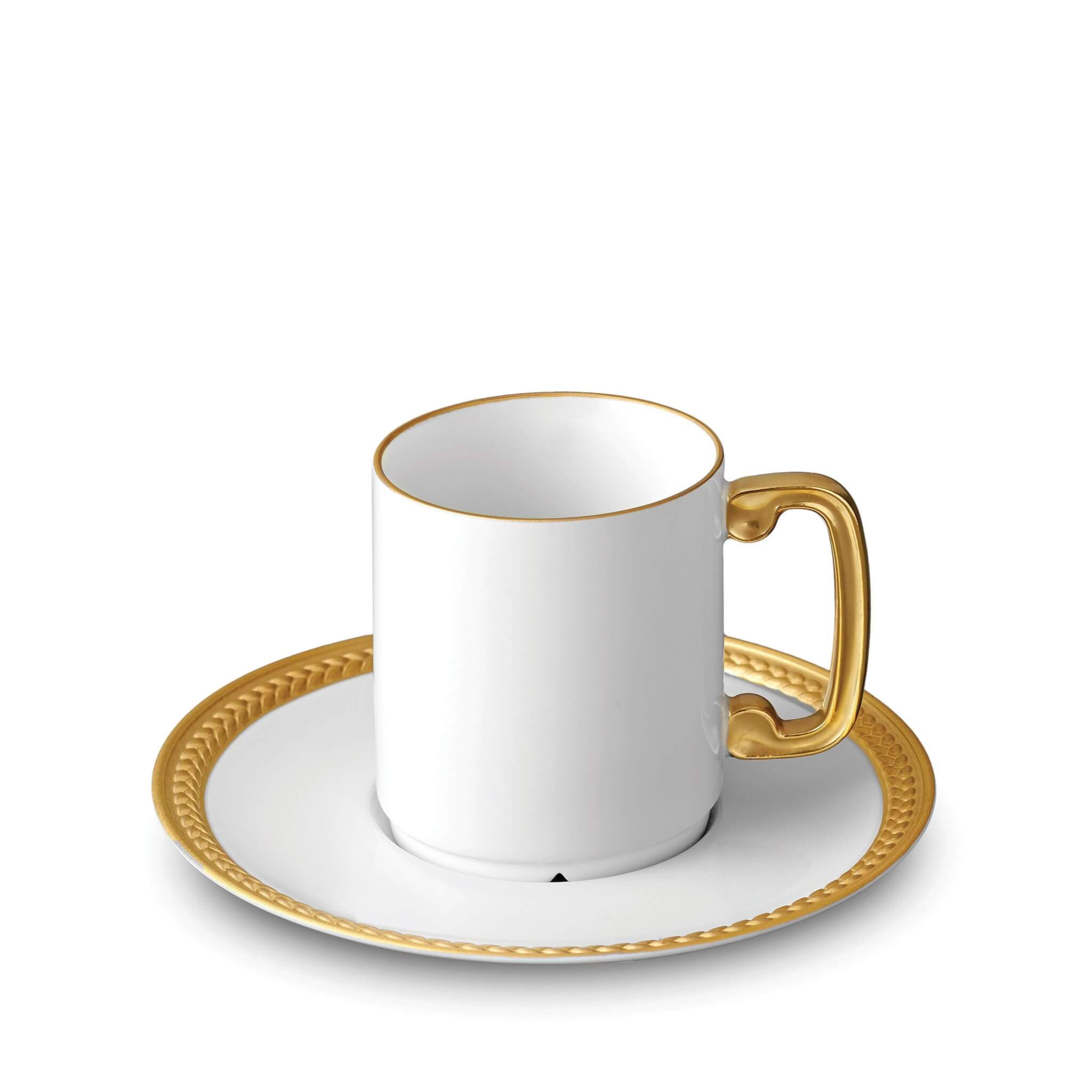 L'Objet Soie Tressée Espresso Cup Saucer — Gold