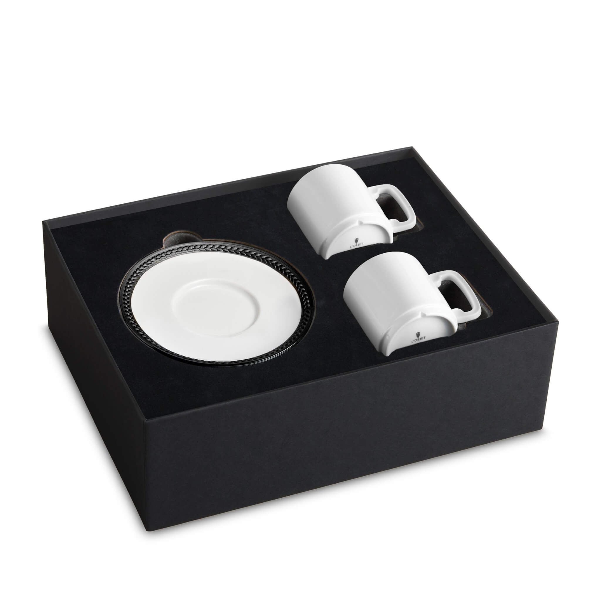 L'Objet ST Espresso Cup Saucer Set of 2 β Black
