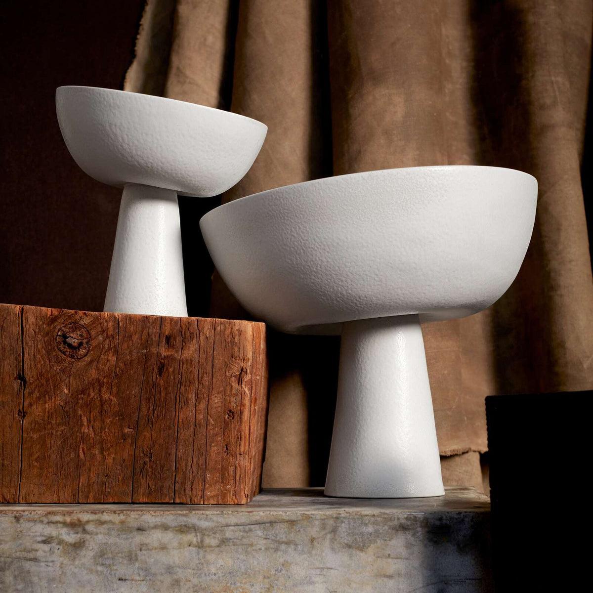 L'Objet Terra Bowl on Stand - Small - Stone, alternate view