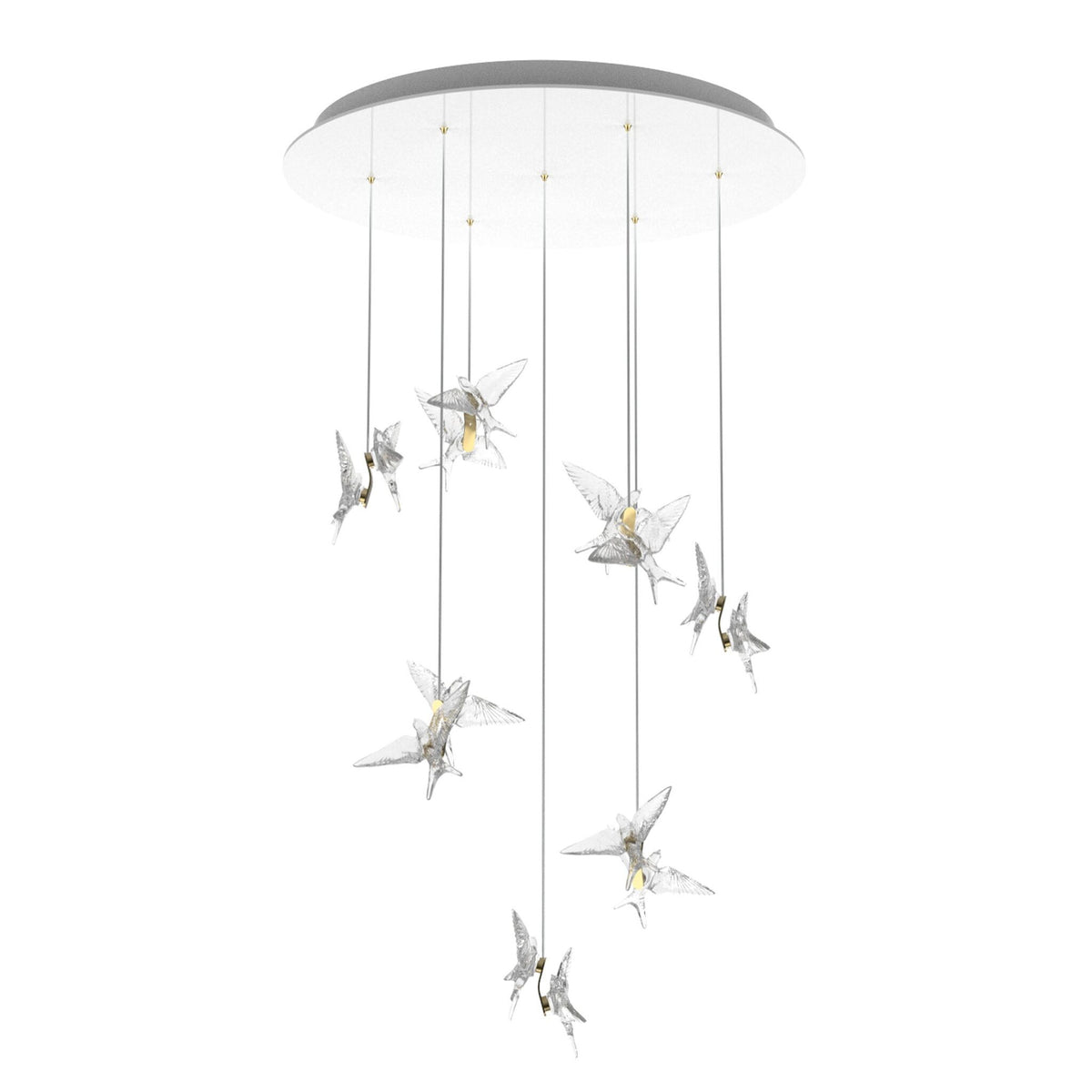 Lalique 14 Swallows Chandelier, alternate view