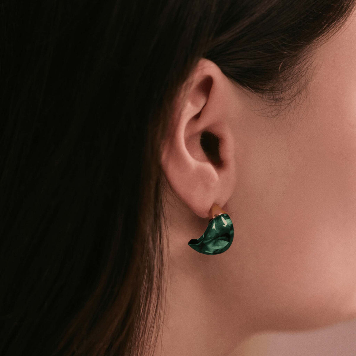 Lalique Cabochon Earrings, alternate view