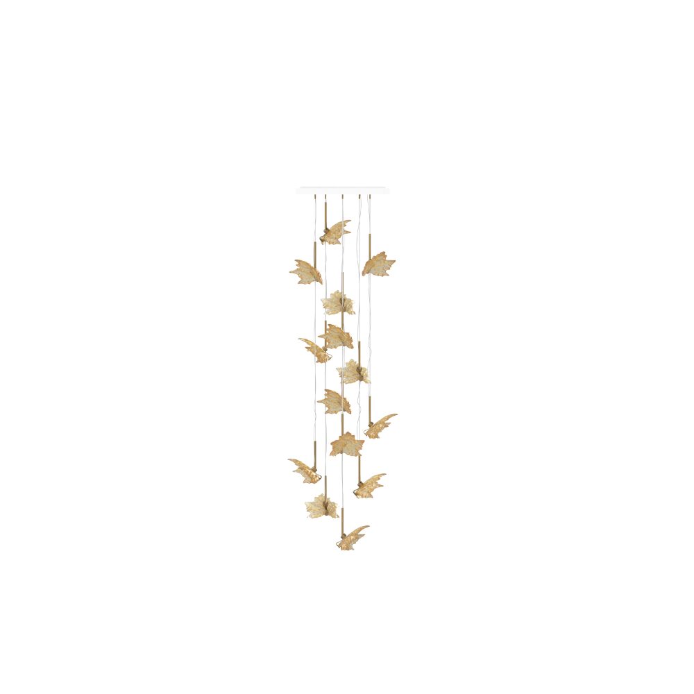 Lalique Champs-Élysées Liana, Large Size, 14 Leaves Close To Ceiling Light Fixture