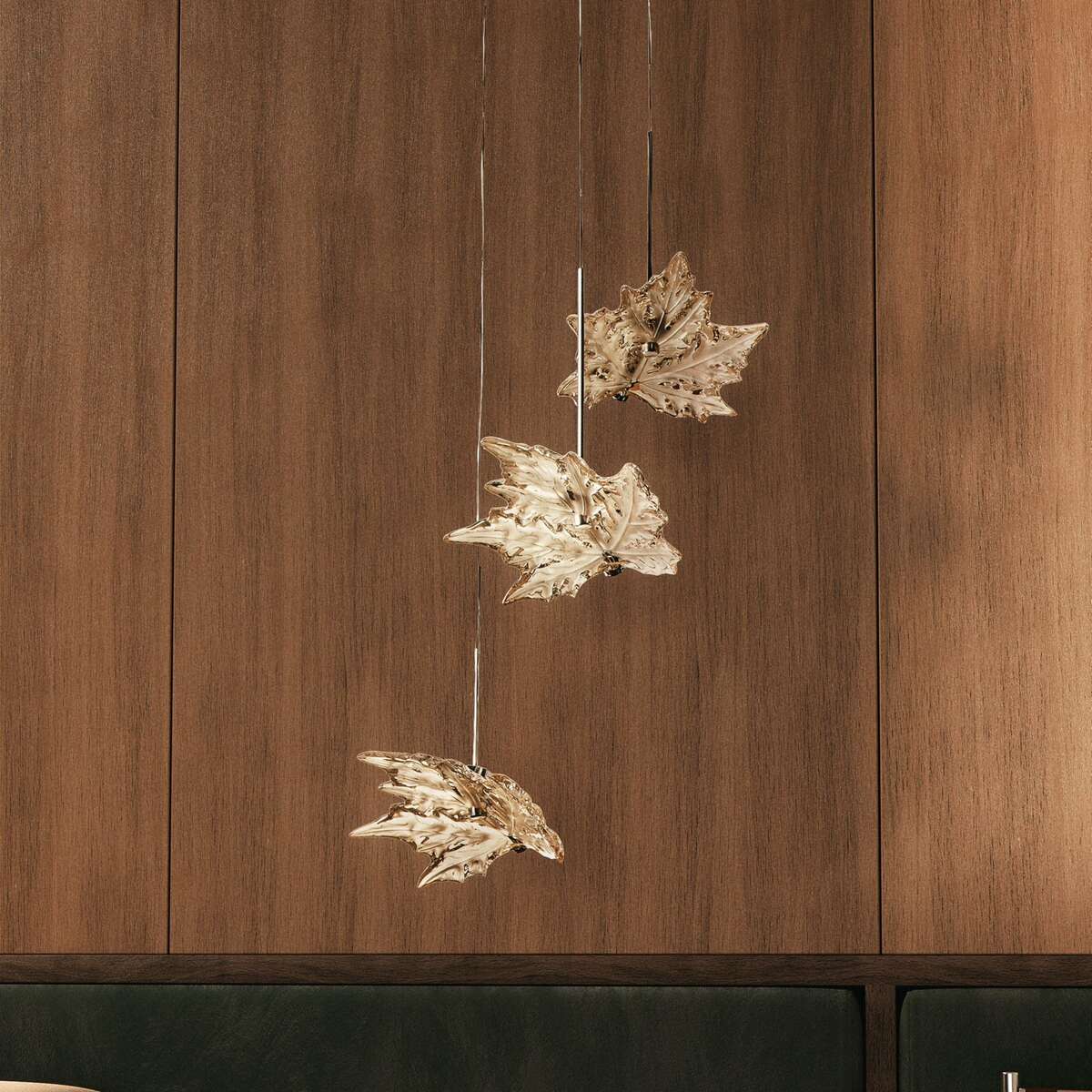 Lalique Champs-Élysées Liana, Small Size, 3 Leaves Close To Ceiling Light Fixture, alternate view