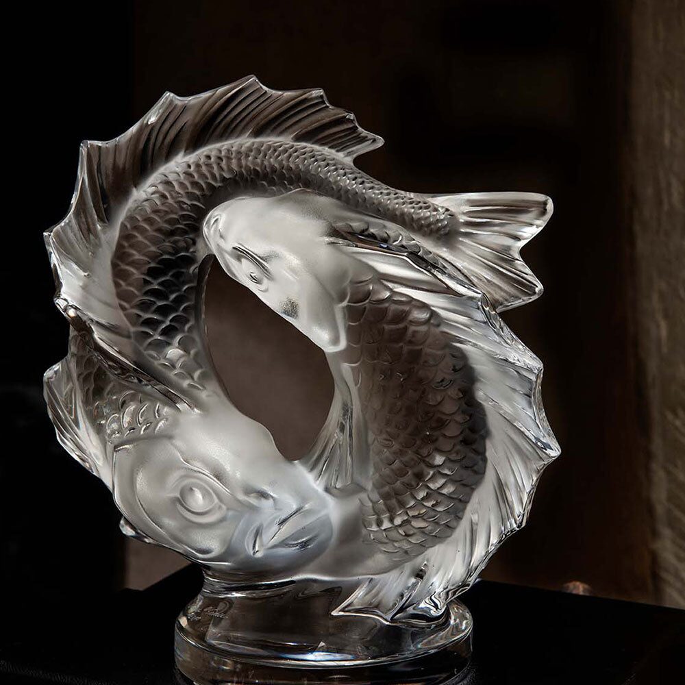 Lalique Double Fish Sculpture, alternate view