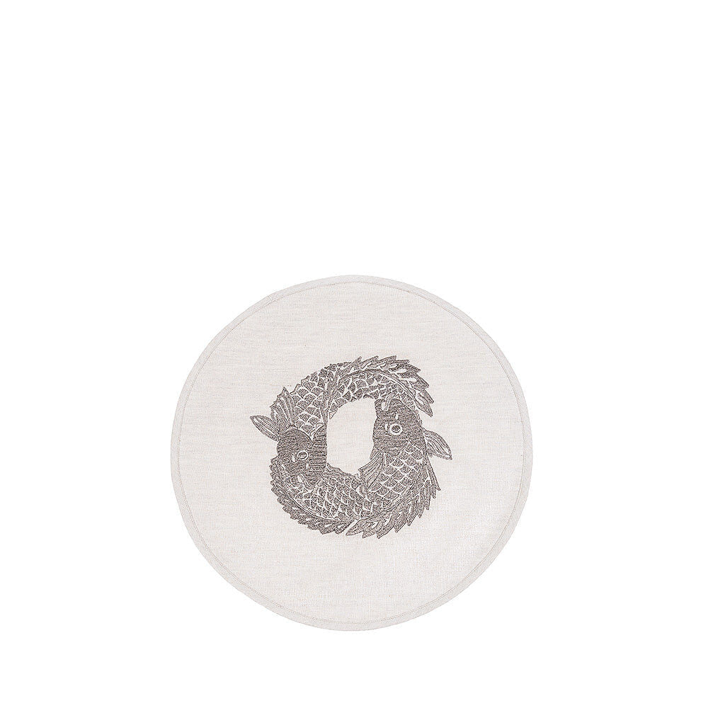 Lalique Koi Circle Embroidered Placemat