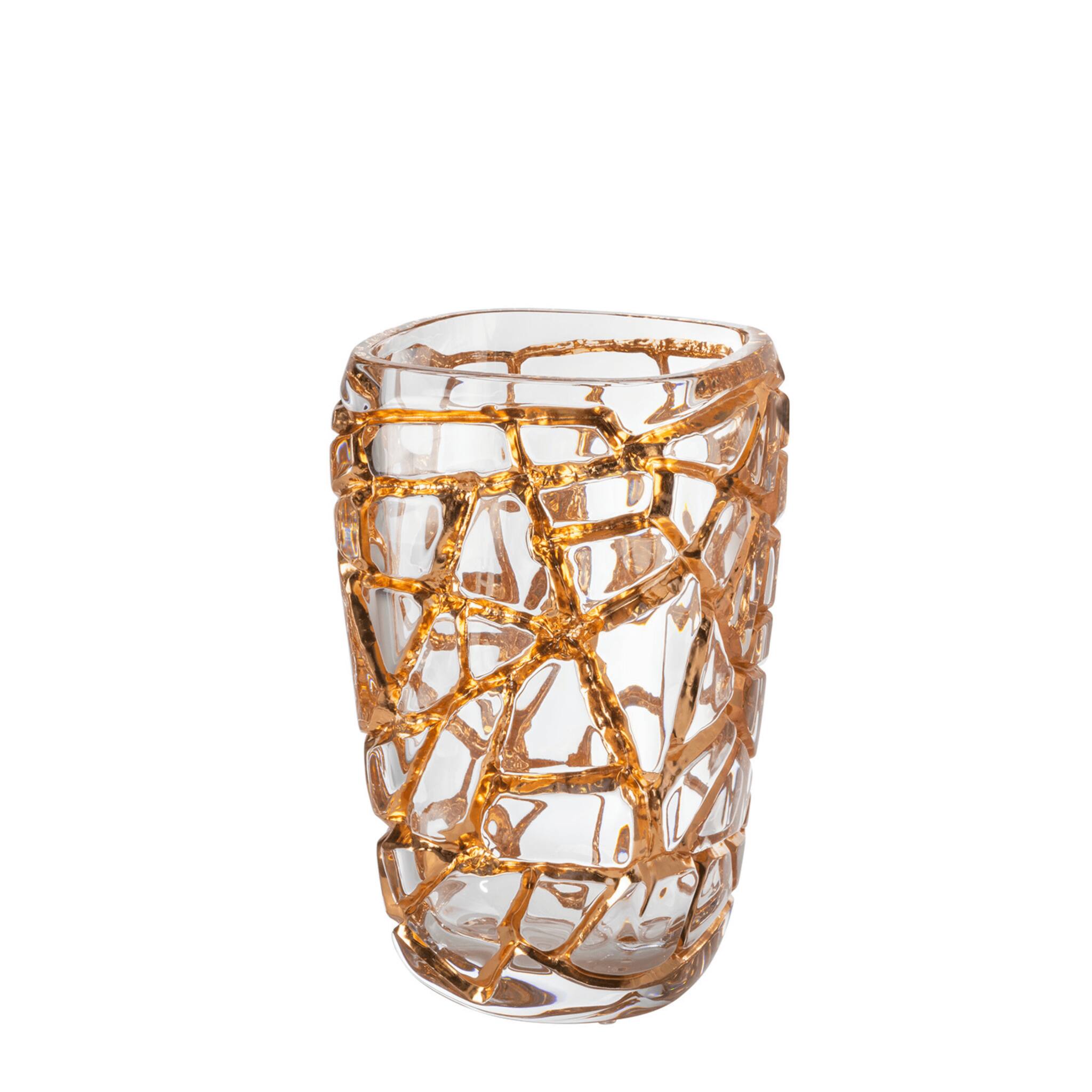Lalique Magnitude Large Vase with Pink Gold Leaves