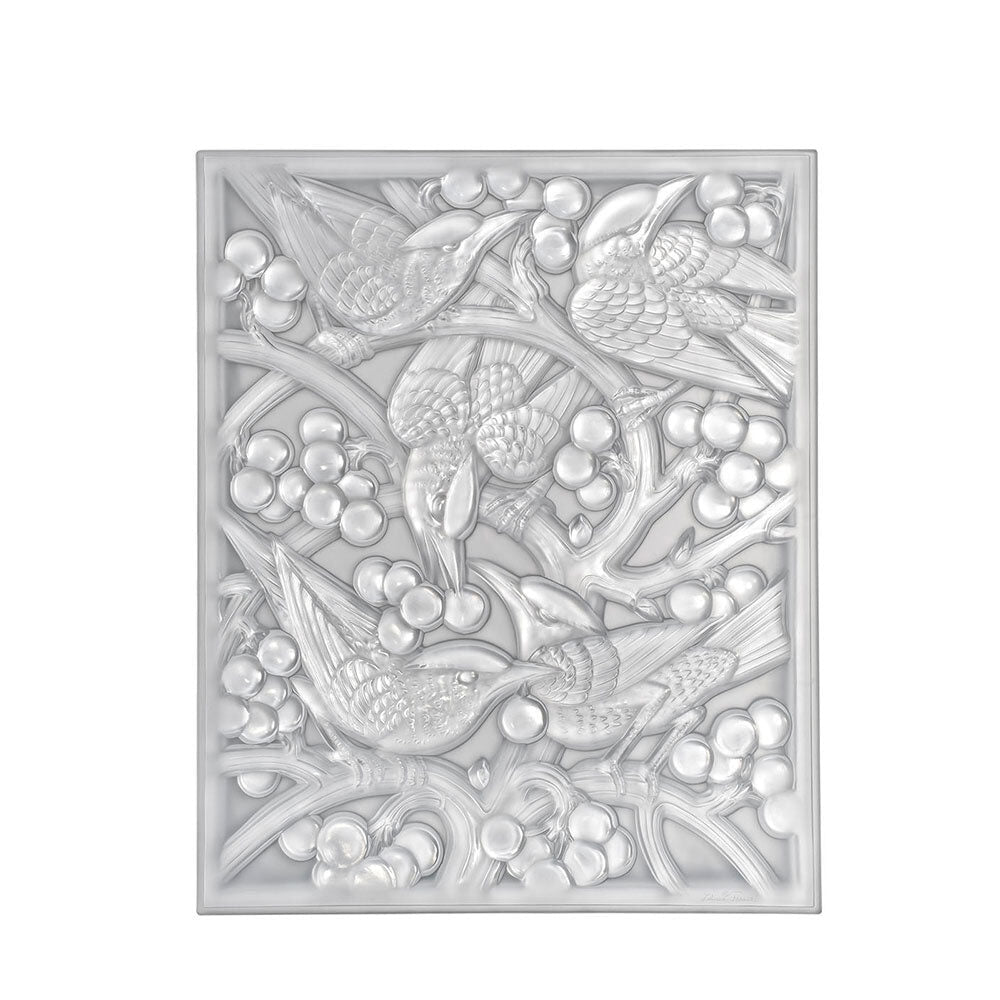 Lalique Merles Et Raisins Head Down Decorative Panel Wall Sculpture