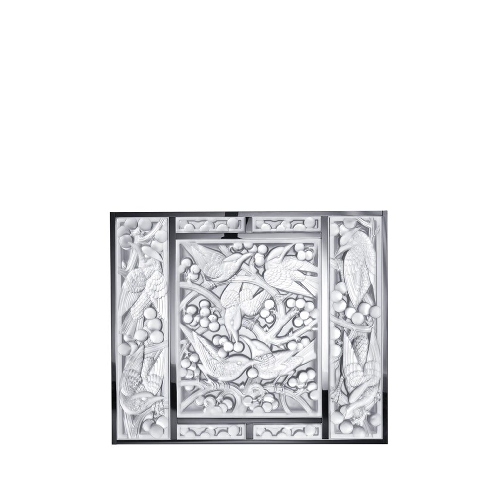 Lalique Merles Et Raisins Head Down Decorative Panel Wall Sculpture, alternate view