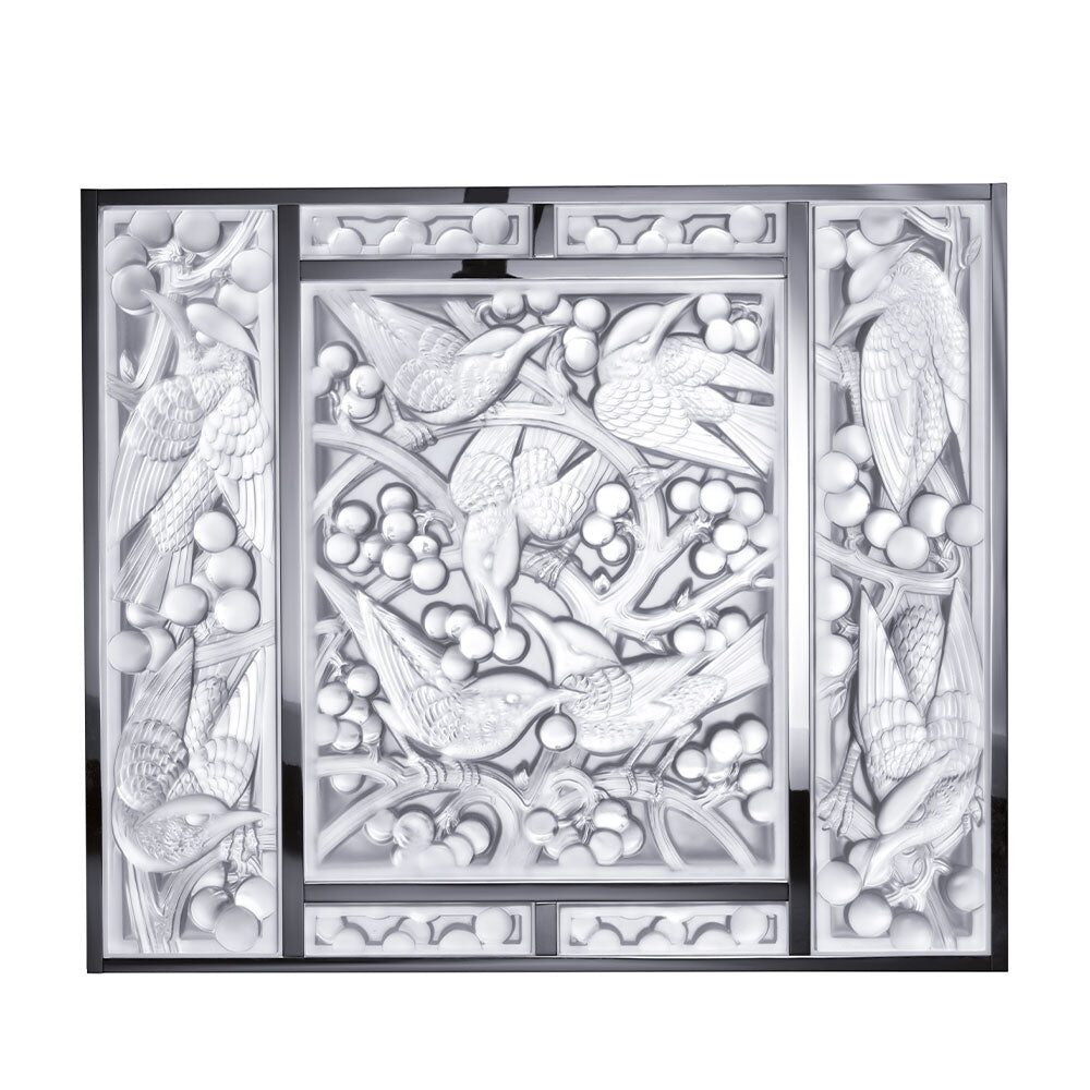 Lalique Merles Et Raisins Head Up Decorative Panel Wall Sculpture, alternate view