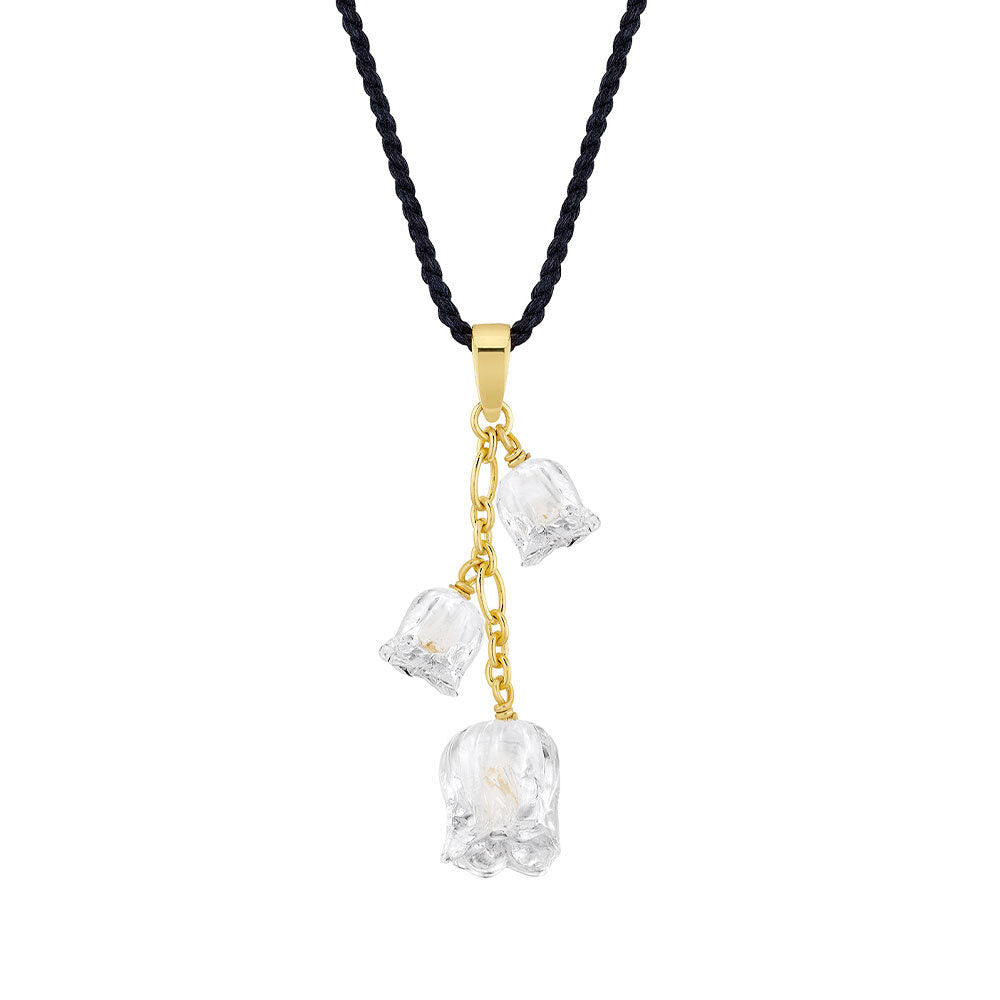 Lalique Muguet Pendant 3 Crystals Women's Fine Pendant Necklace