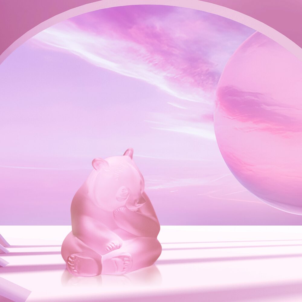 Lalique Panda Sculpture, alternate view