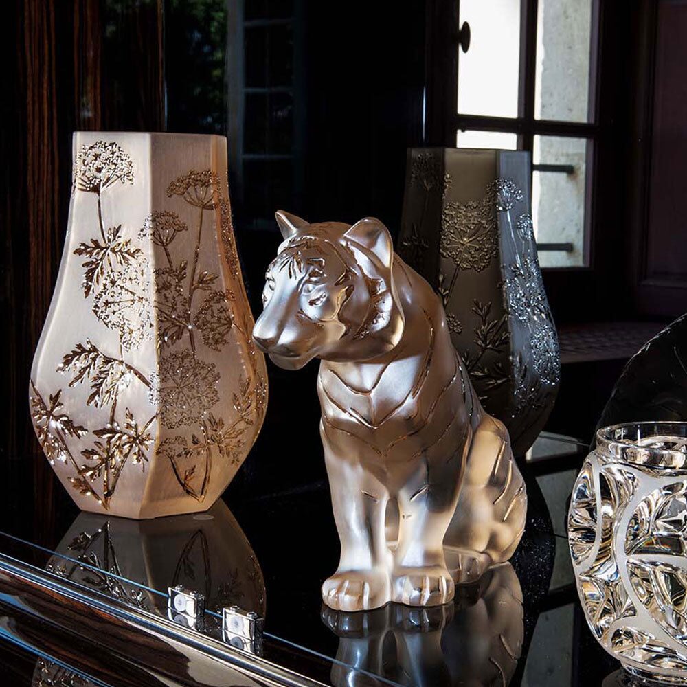 Lalique Sitting Tiger Large Sculpture, alternate view