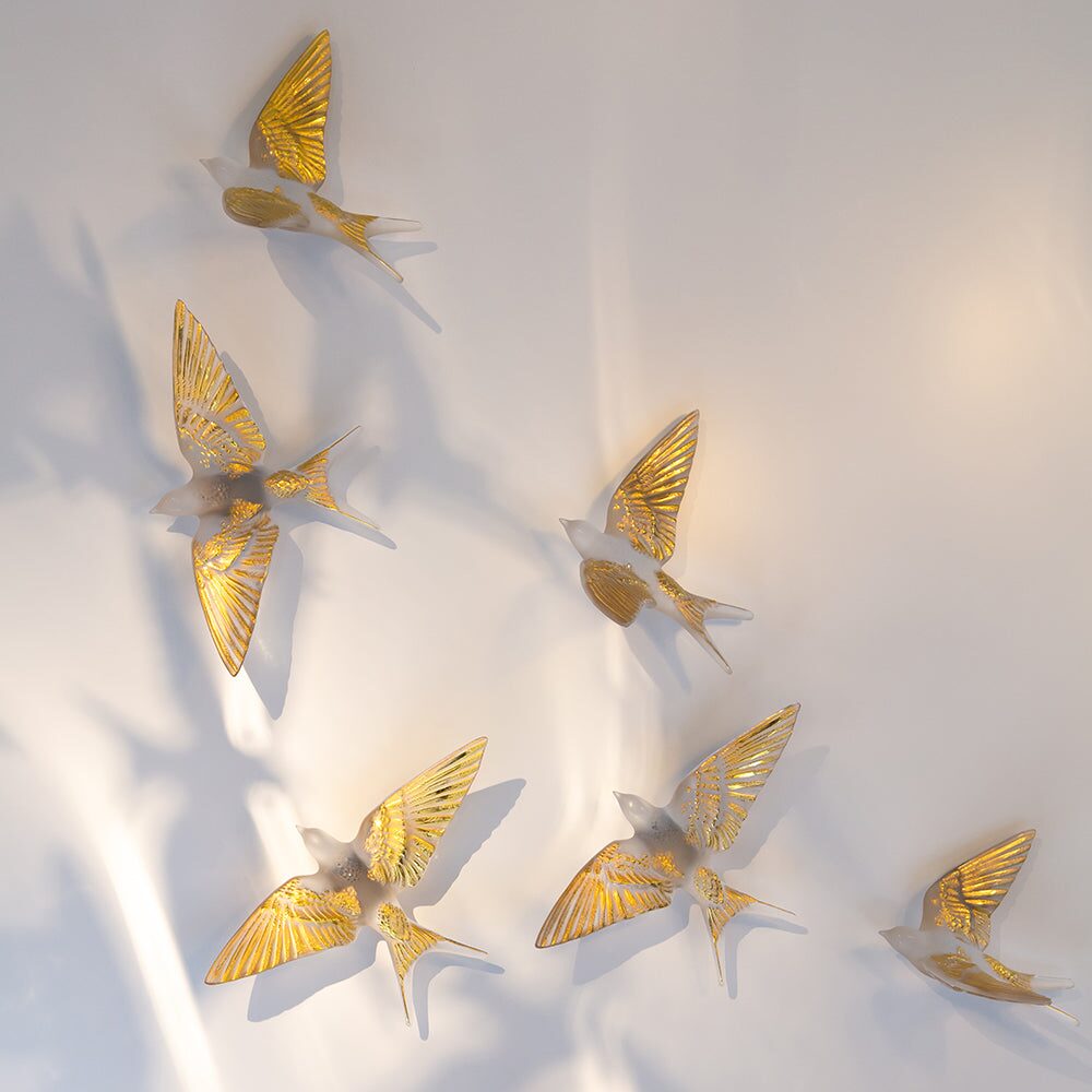 Lalique Swallow Wings Up Wall Sculpture, alternate view