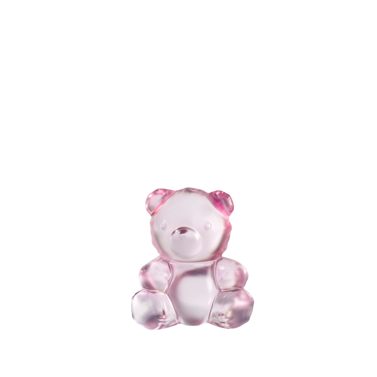 Lalique Teddy Air Small Sculpture in Pink Luster on a white background