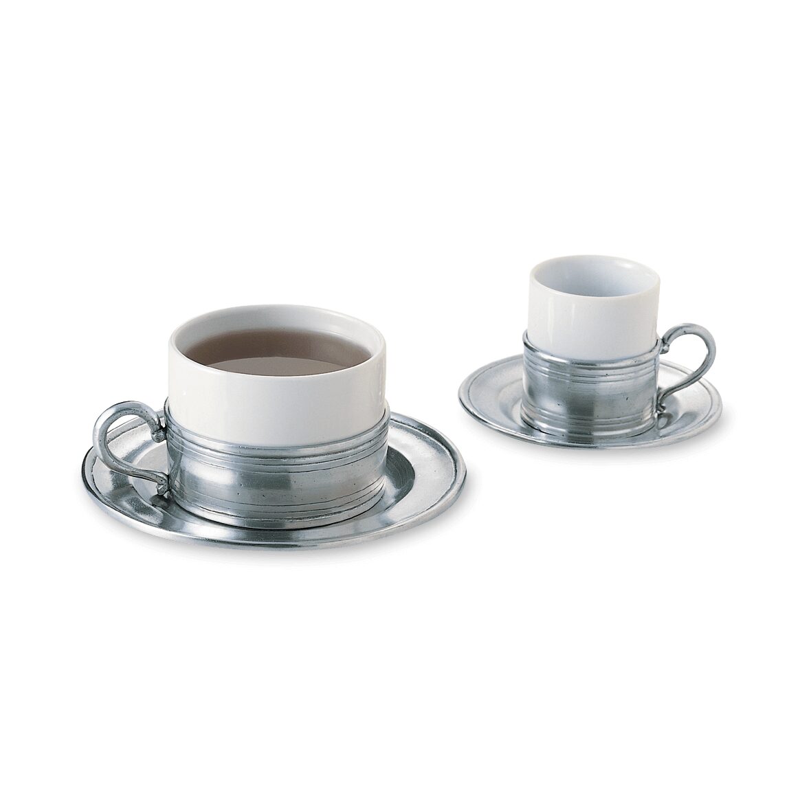 Match Pewter Cappuccino Cup with Saucer, alternate view