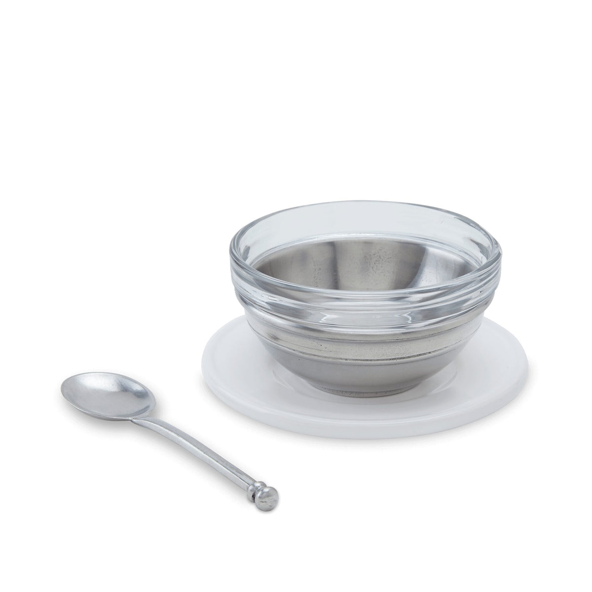 Match Pewter Convivio Condiment Uno with Spoon & Ceramic Saucer Condiment Pot, alternate view