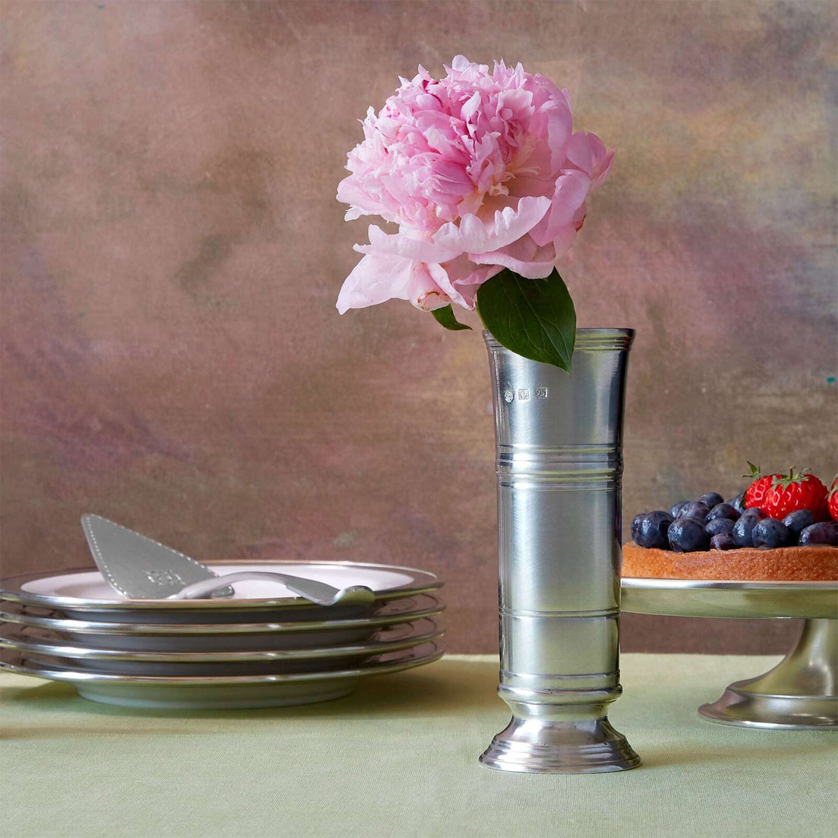Match Pewter Footed Cylinder Vase, alternate view