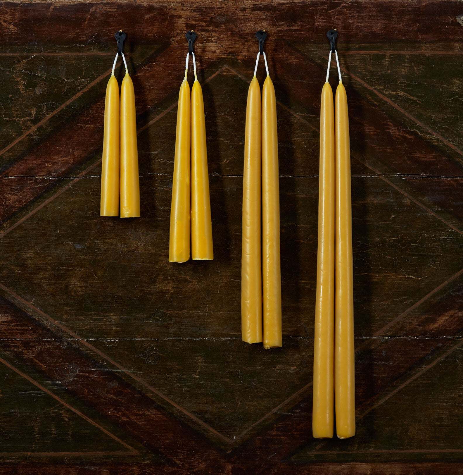Match Pewter Gold Beeswax Tapers (pair) Scented Candle β 8"