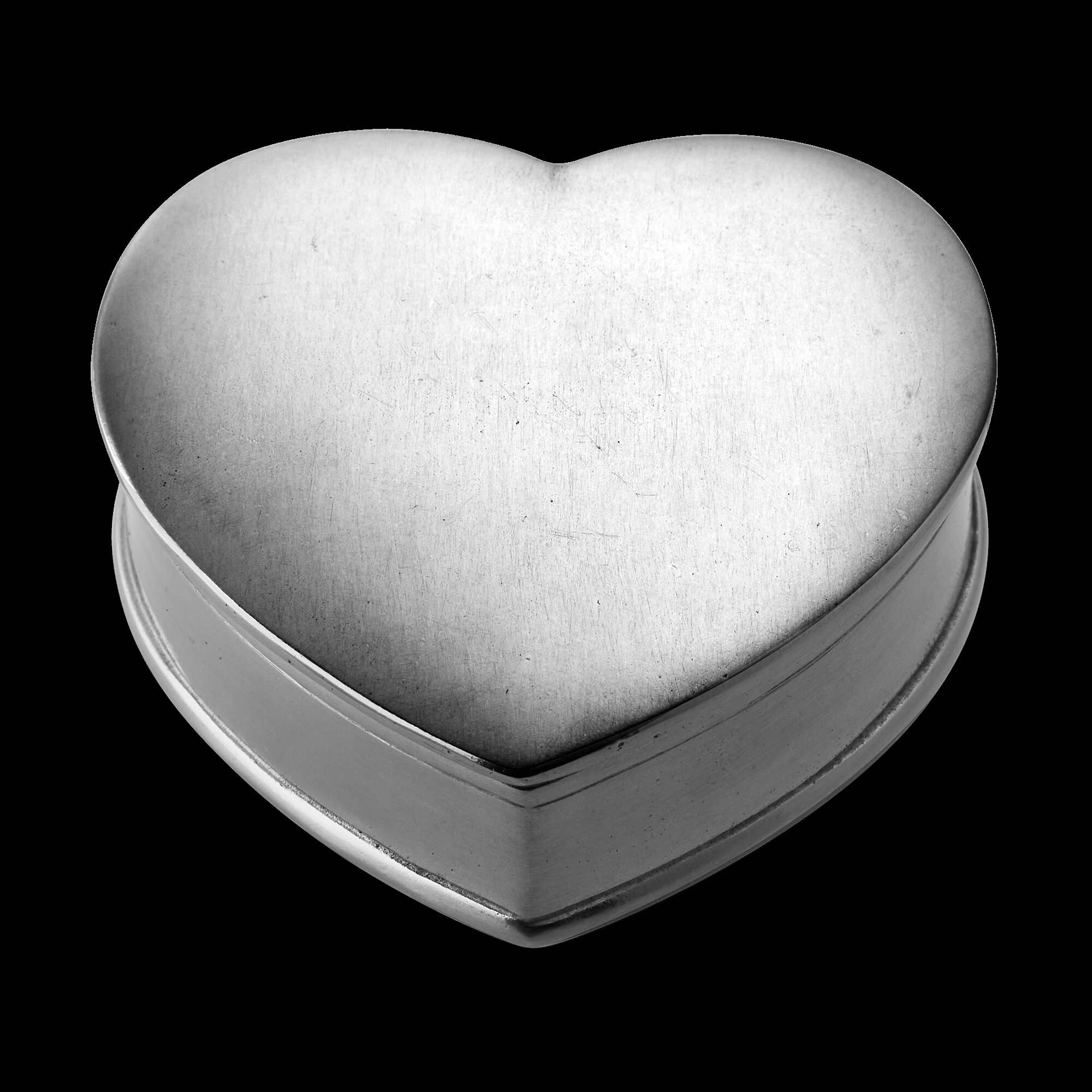 Match Pewter Lidded Heart Box β Box with Red Leather Insert