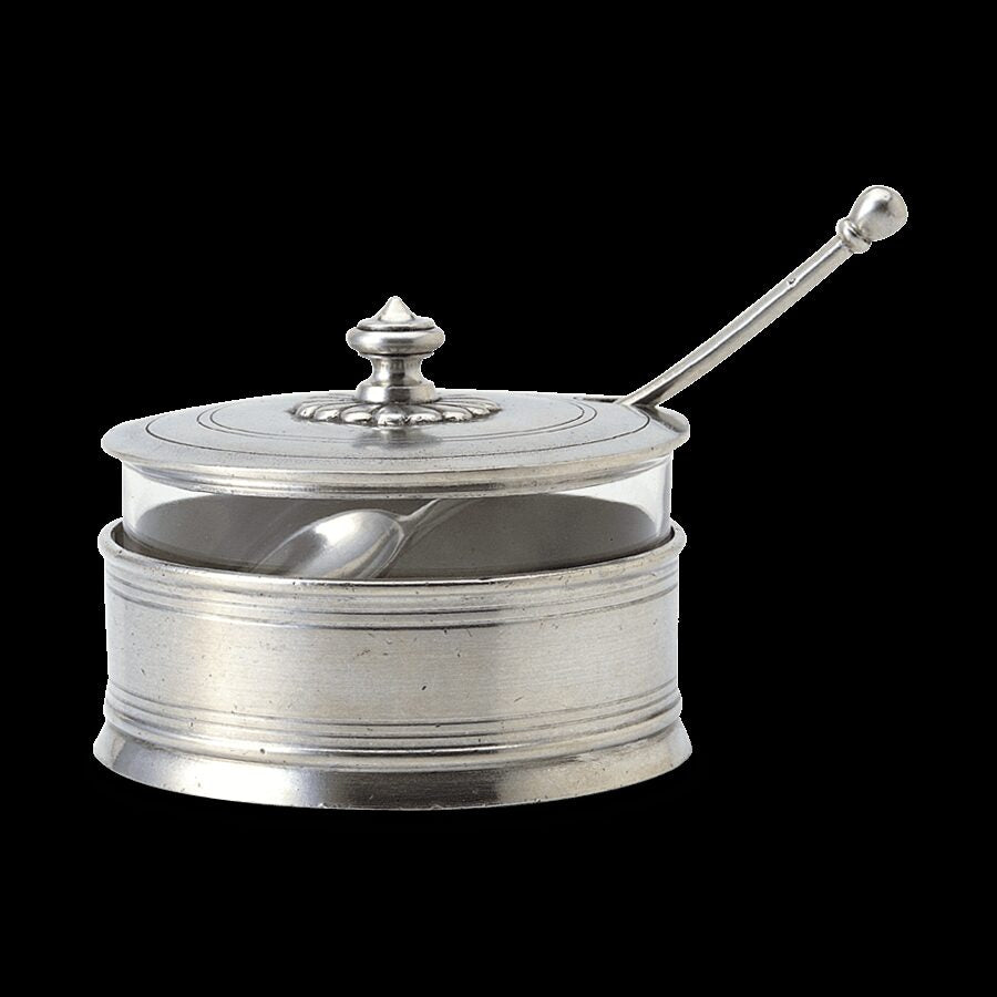 Match Pewter Parmesan Dish with Spoon Condiment Pot