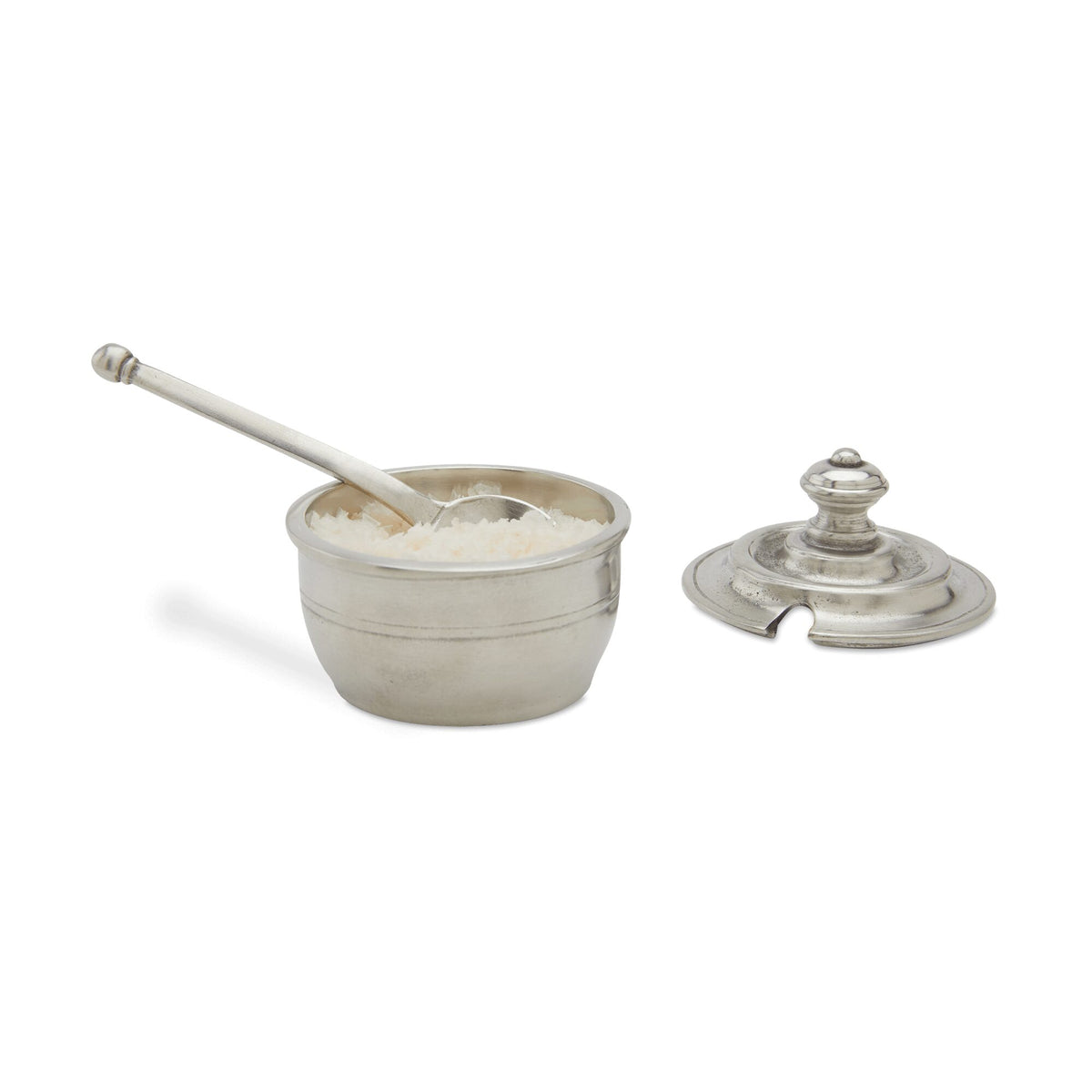 Match Pewter Piccolo Salt Cellar with Lid & Spoon Salt & Pepper Shaker Set, alternate view