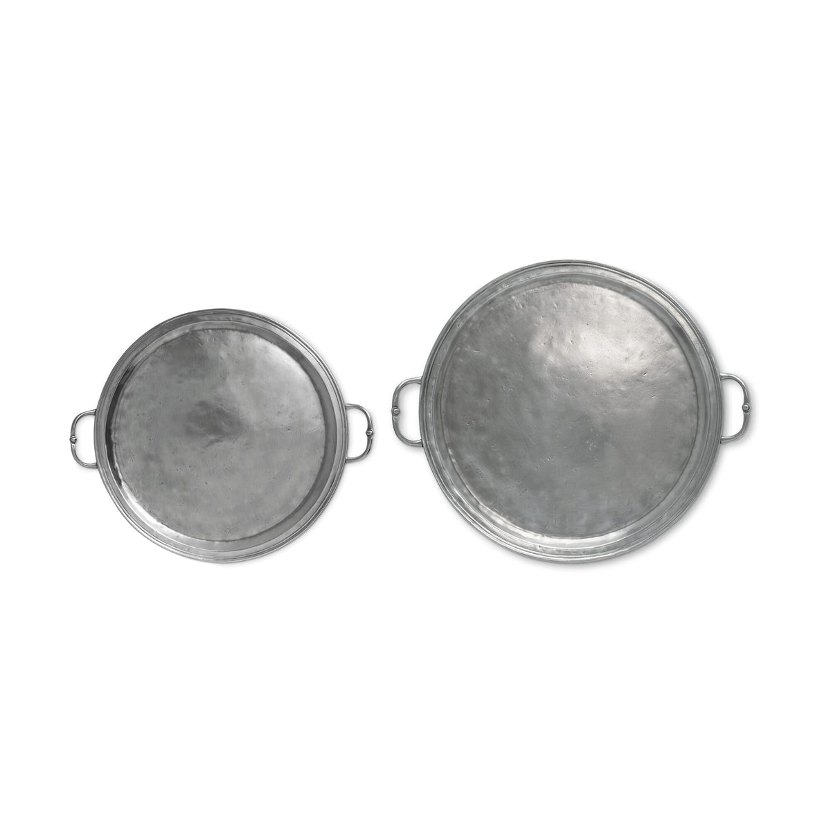 Match Pewter Round Tray with Handles, alternate view